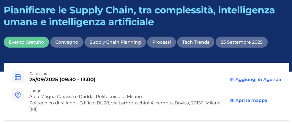 aBCD Consulting parteciperà al Convegno dell’Osservatorio Supply Chain Planning del Politecnico di Milano aBCD Consulting